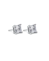 Boucles d'Oreilles Clous en Zircon Cubique Princesse de 7,5 mm en Argent Sterling