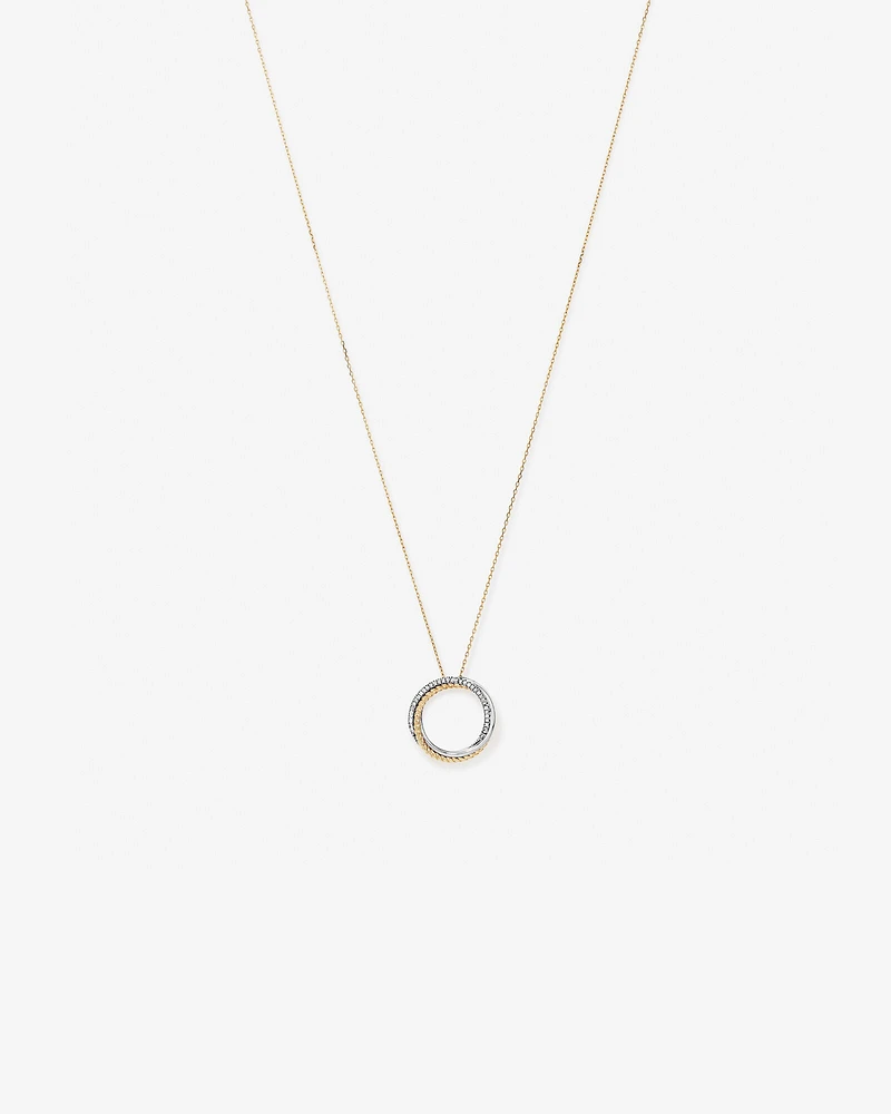 0.11 Carat TW Diamond Triple Circle Crossover Pendant Necklace in Sterling Silver & 10kt Yellow Gold