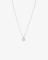 Collier pendentif cercle ouvert bombé pavé de zircon cubique en argent sterling