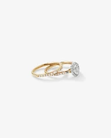 0.75 Carat TW Oval Shaped Cluster Engagement Ring and Wedding Ring Bridal Set in 14kt White and Yellow Gold