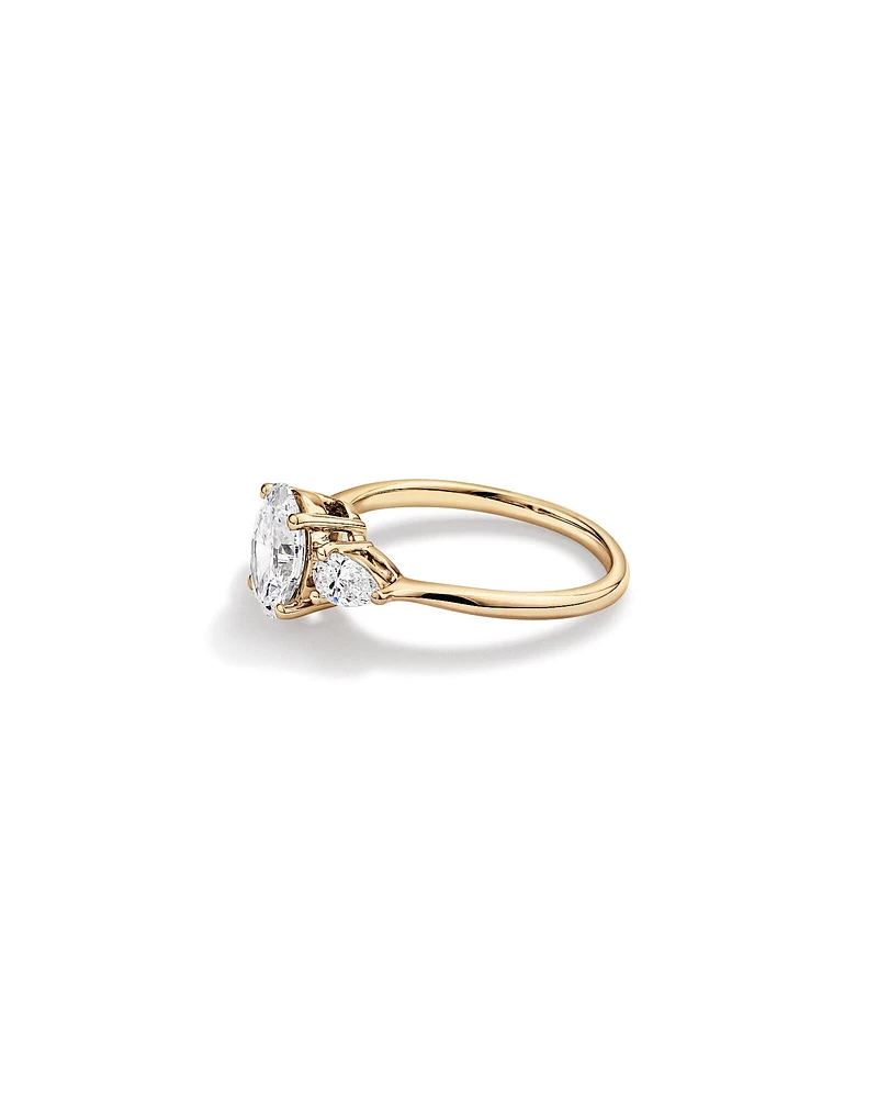 1.65 Carat TW Three Stone Oval and Pear Shaped Laboratory-Grown Diamond Engagement Ring in 14kt White Gold