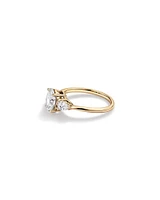 1.65 Carat TW Three Stone Oval and Pear Shaped Laboratory-Grown Diamond Engagement Ring in 14kt White Gold