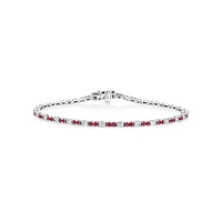 Ruby & Diamond Dot Dash Tennis Bracelet with 0.62 Carat TW in 10kt White Gold