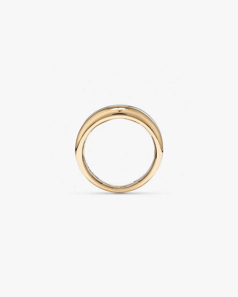 Two-Tone Double Dome Ring Sterling Silver & 10kt Yellow Gold