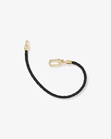 Men's Black Leather Braided Bracelet with 10kt Yellow Gold