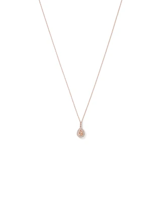 Pear Cut Morganite Gemstone and 0.25 Carat TW Diamond Halo Pendant Necklace in 10kt Rose Gold