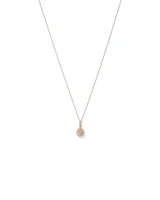 Pear Cut Morganite Gemstone and 0.25 Carat TW Diamond Halo Pendant Necklace in 10kt Rose Gold