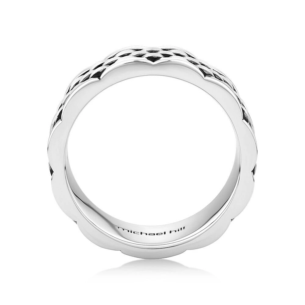 Men's Link Pattern Textured Ring in Sterling Silver