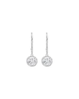 Halo Drop Earrings with Cubic Zirconia in Sterling Silver