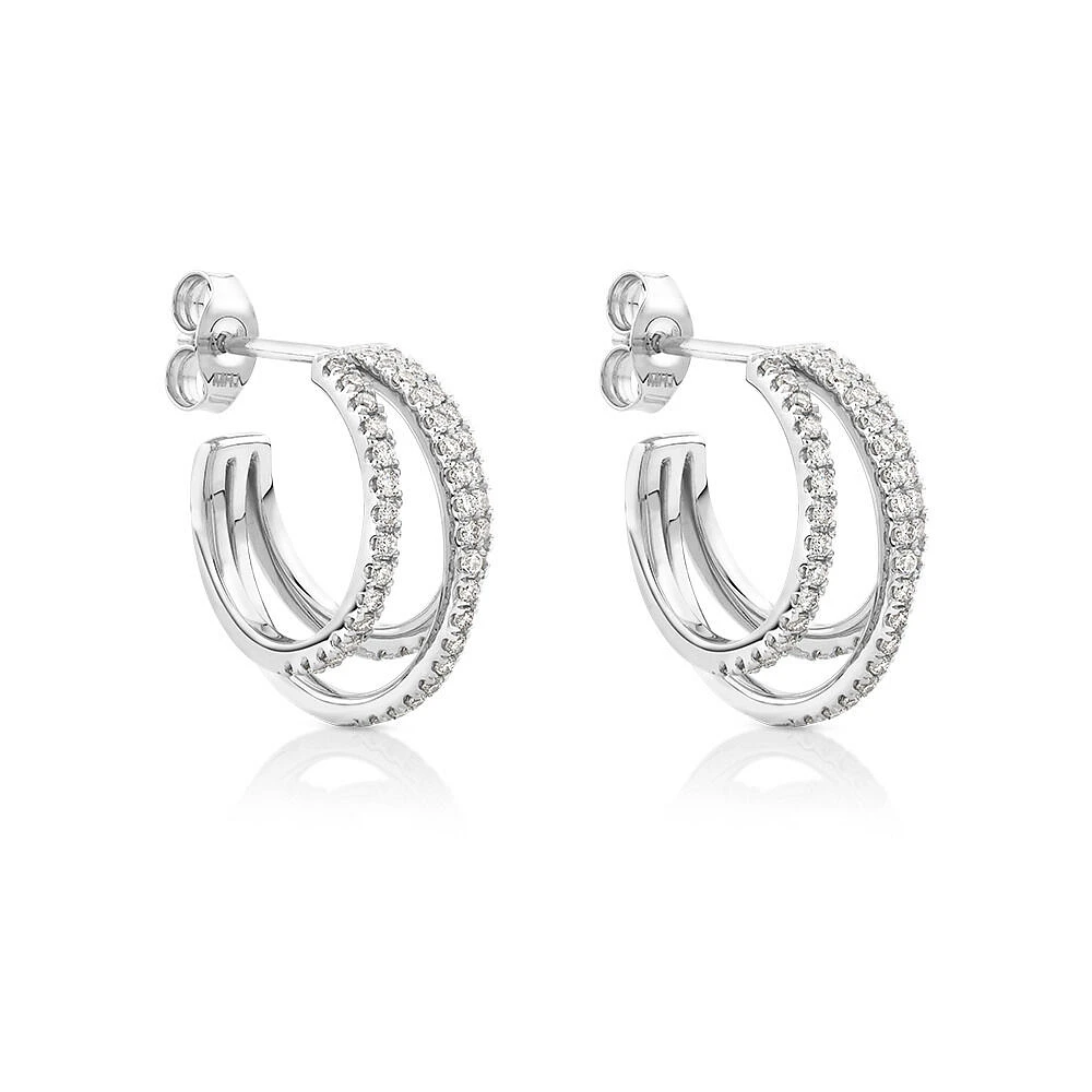 Illusion Hoop Earrings with 0.50 Carat TW of Diamonds in Sterling Silver