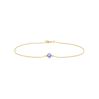 Bracelet with Tanzanite in 10kt Yellow Gold