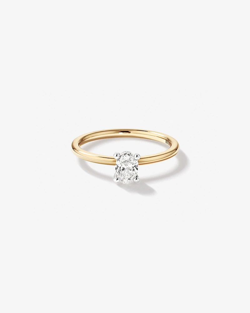 Certified Oval Solitaire Ring with 0.50 Carat TW of Diamonds in 14kt White Gold