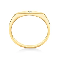 Diamond Star Accent Narrow Signet Ring in 10kt Yellow Gold