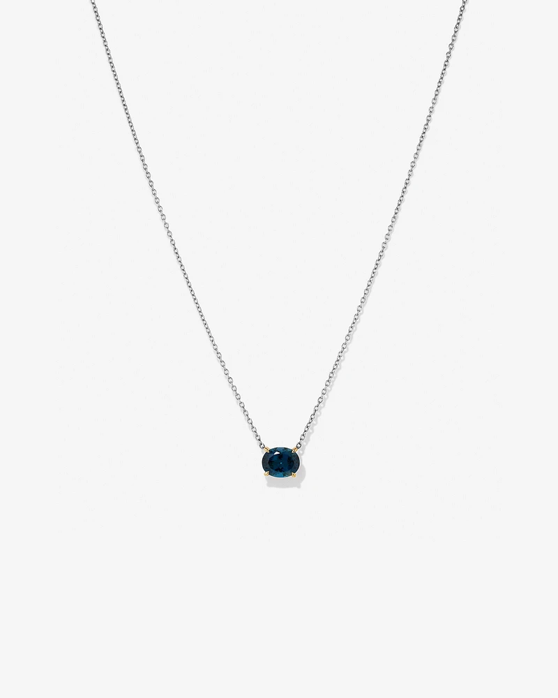 Necklace with London Blue Topaz in Sterling Silver and 10kt Yellow Gold