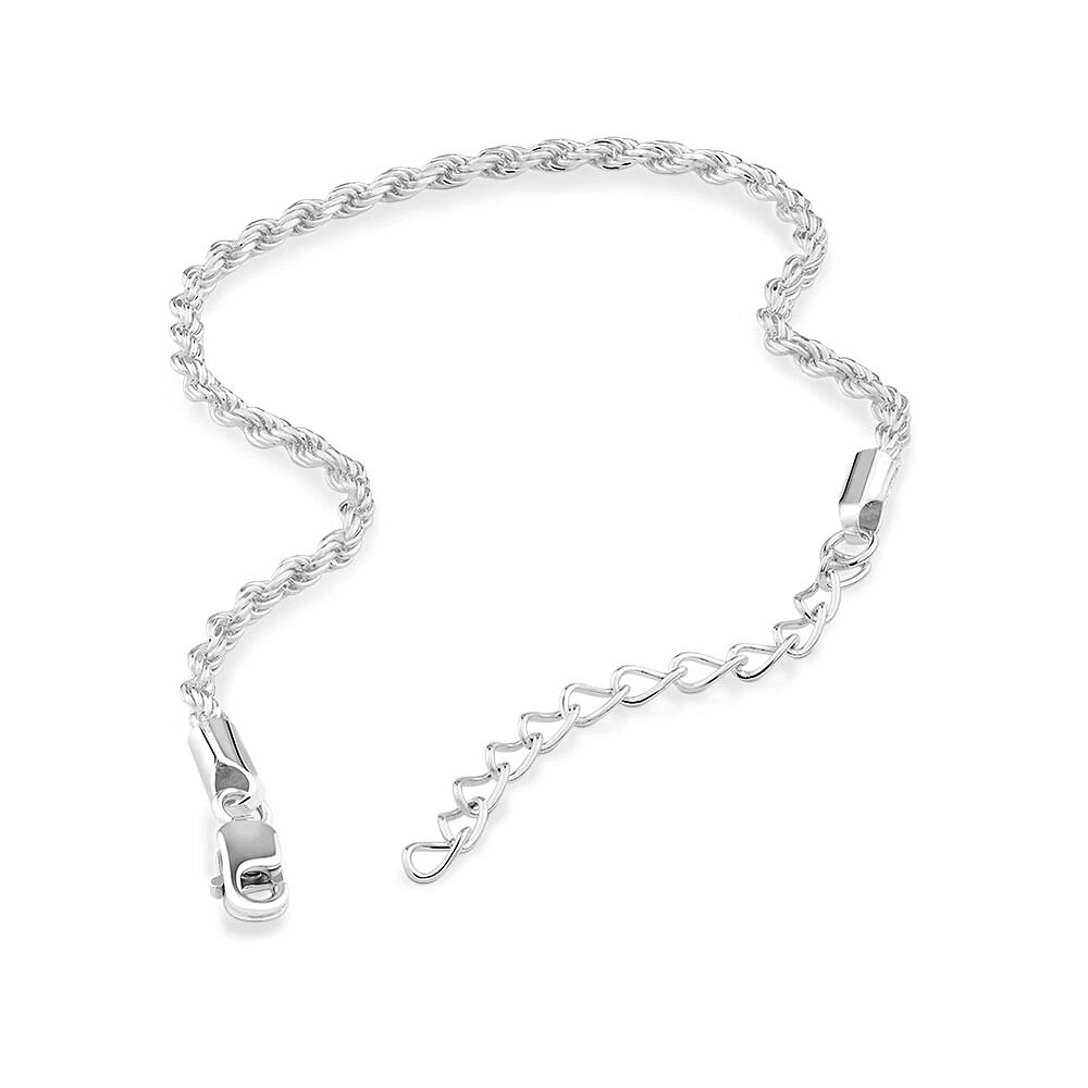 24cm (9.5") 2.5mm-3mm Width Rope Bracelet in Sterling Silver