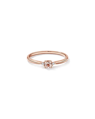 3 Stone Ring with Morganite & Diamonds in 10kt Rose Gold