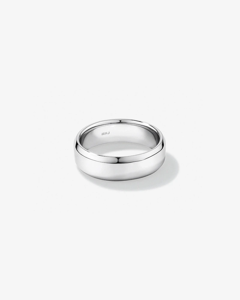 7mm Flat Bevelled Wedding Band in Sterling Silver