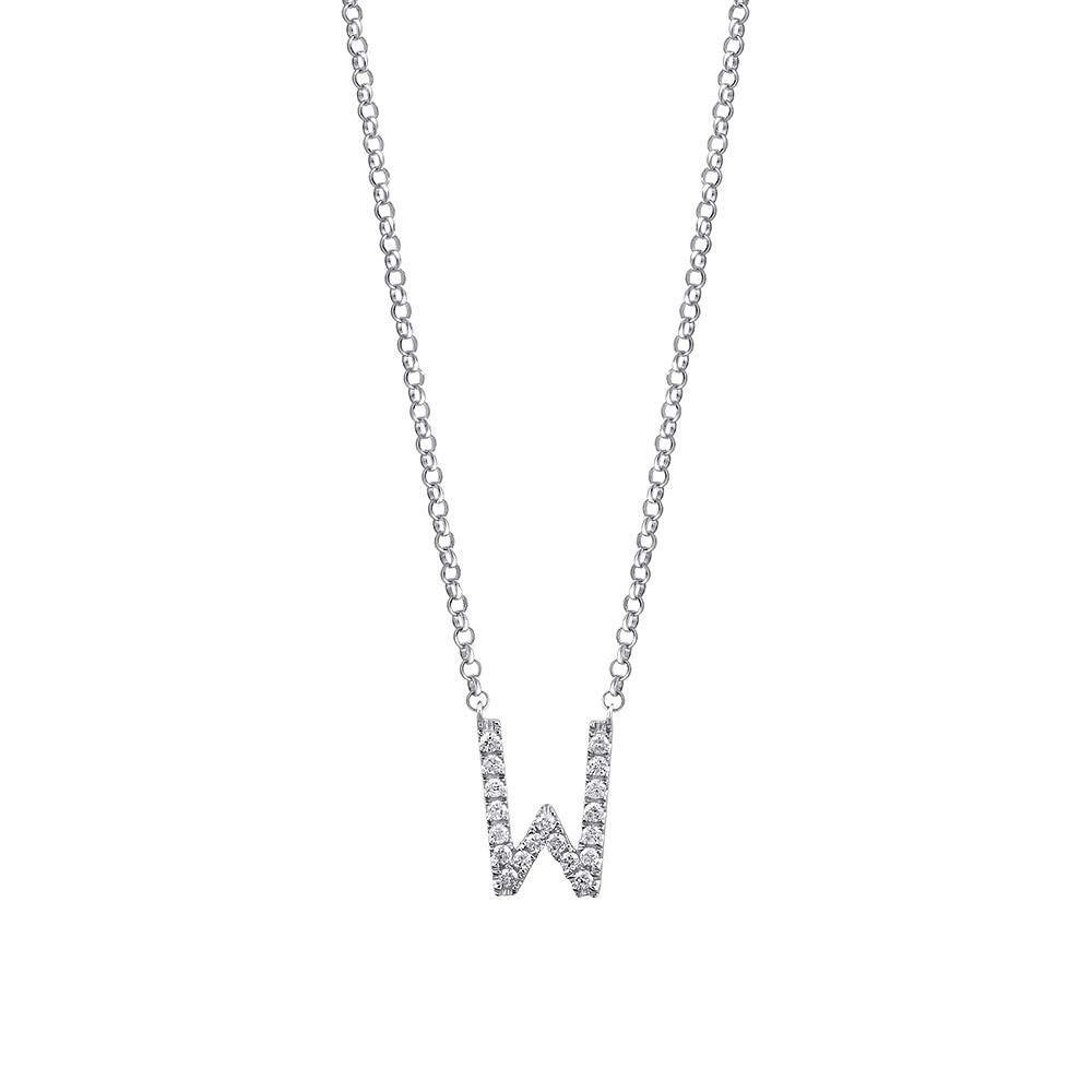 A' Initial necklace with 0.10 Carat TW of Diamonds in 10kt White Gold