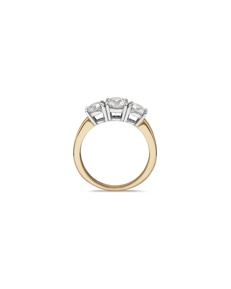 2.00 Carat TW Three Stone Round Brilliant Diamond Engagement Ring in 14kt Yellow and White Gold