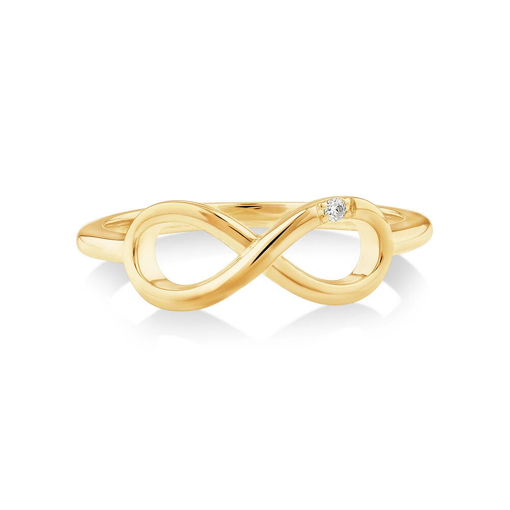 Diamond Accent Infinity Ring 10kt Yellow Gold