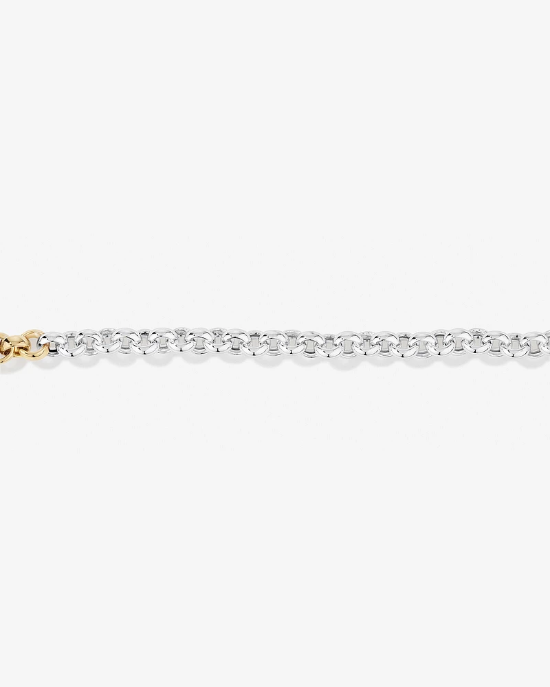 Two-Tone Belcher Fob Chain Bracelet in Sterling Silver & 10kt Yellow Gold