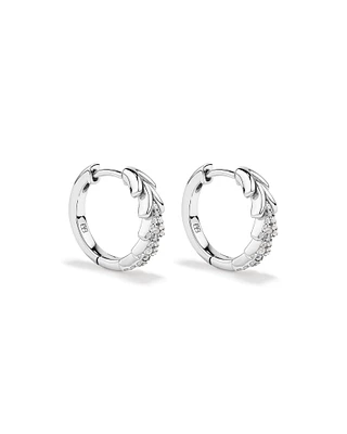 Boucles d'Oreilles Créoles Chevrons en Zircone Cubique en Argent Sterling