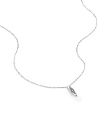 Diamond Star Accent Narrow Signet Pendant with Chain in Sterling Silver