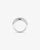 Pavé Set Cubic Zirconia Wide Dome Ring in Sterling Silver