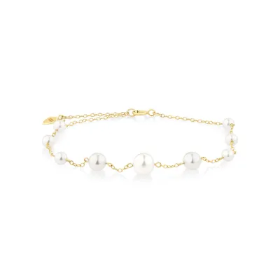 19cm Cultured Freshwater Pearl Bracelet in 10kt Yellow Gold