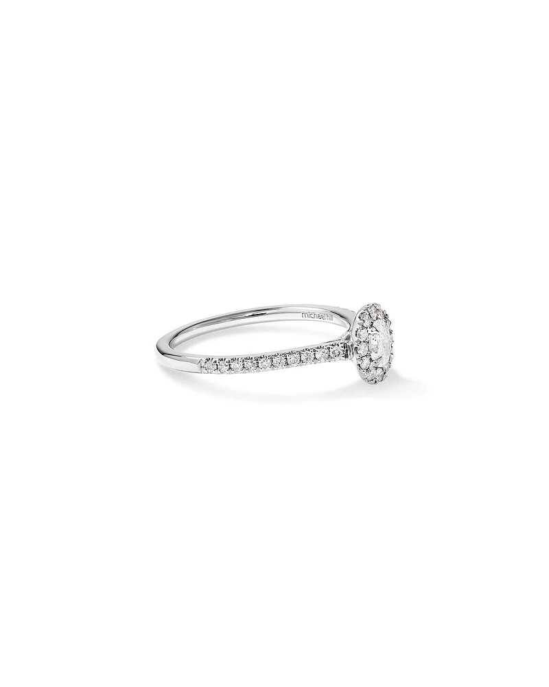 Bague à halo ovale en or blanc 14 K avec diamants totalisant 0,50 ct