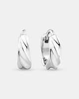 Silver Twist Pattern Huggie Earrings