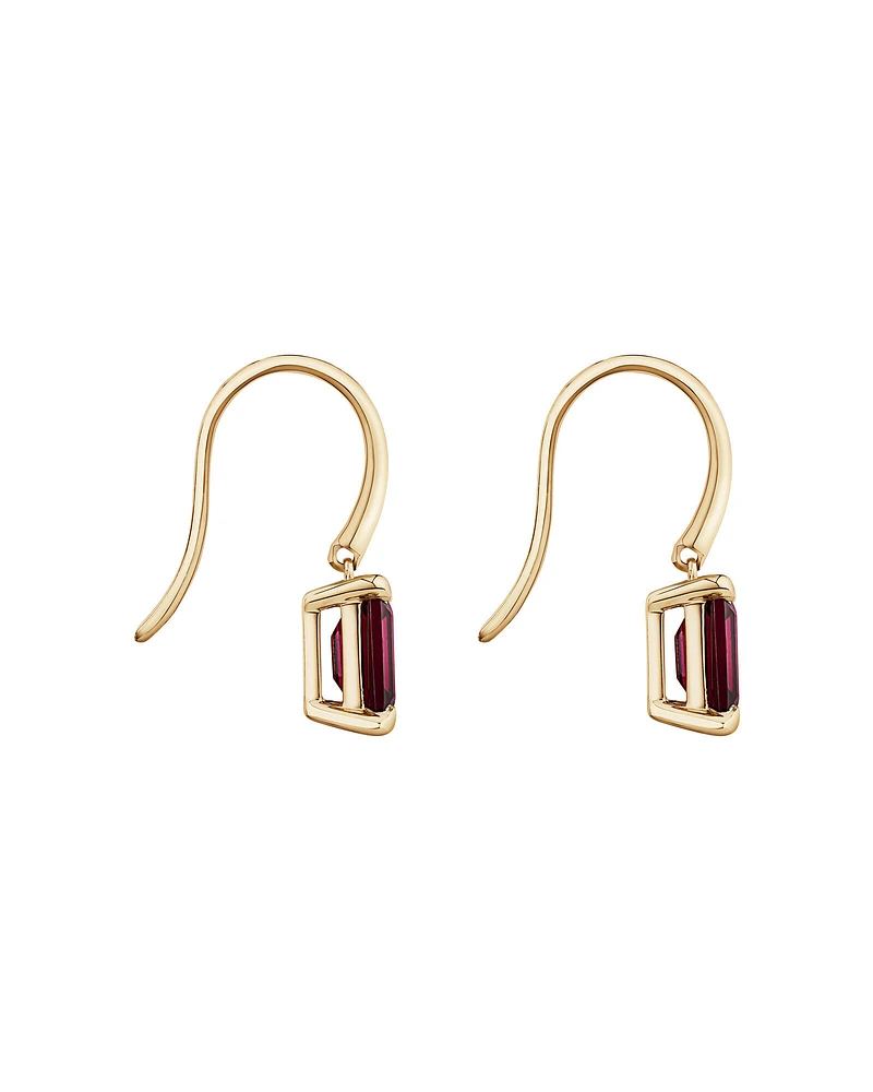 Garnet Drop Earrings in 10kt Yellow Gold