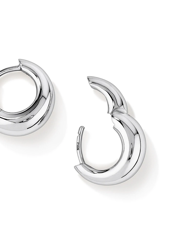 Tapered Dome Huggie Earrings in Sterling Silver