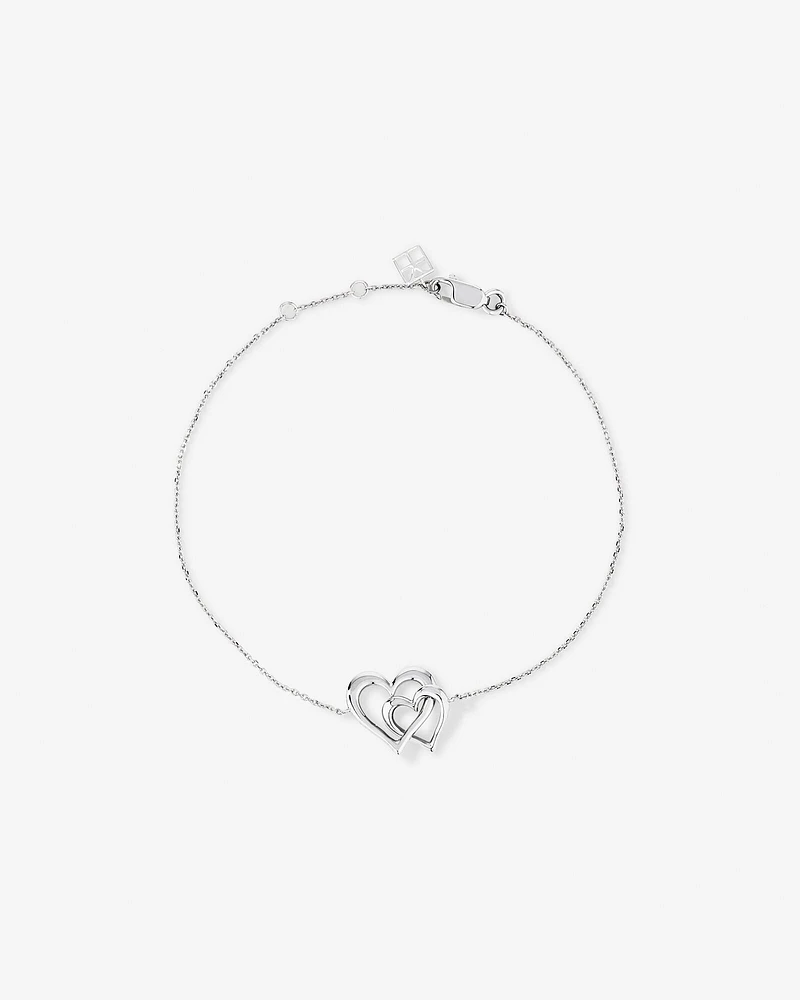 Bracelet Double Coeur Ouvert en Argent Sterling