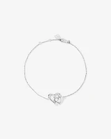 Bracelet Double Coeur Ouvert en Argent Sterling