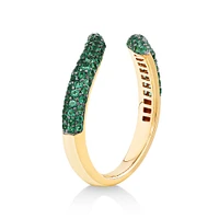 Stardust Emerald Pave Bypass Ring in 10kt Yellow Gold