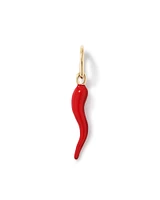 Red Cornicello Pendant in Sterling Silver and 10kt Yellow Gold