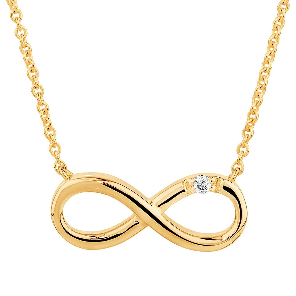 Diamond Accent Infinity Necklace in 10kt Yellow Gold