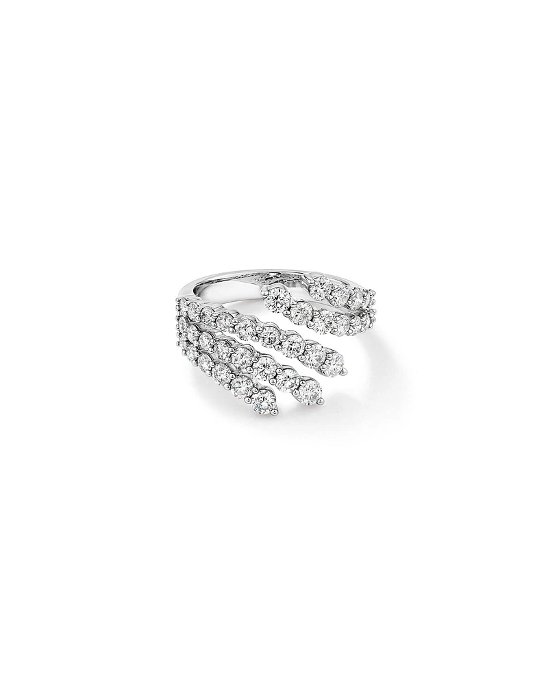 Fan Bypass Ring with 2.00 Carat TW of Diamonds in 18kt White Gold