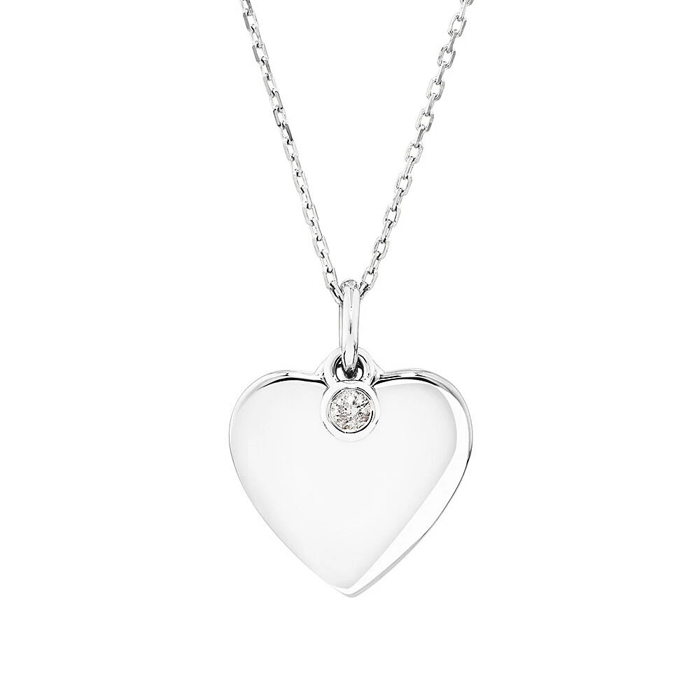 Diamond Charm Heart Pendant Necklace in Sterling Silver