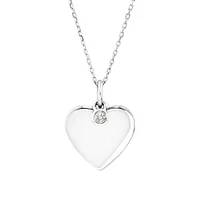 Diamond Charm Heart Pendant Necklace in Sterling Silver