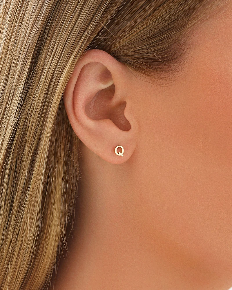 G Initial Single Stud Earring in 10kt Yellow Gold