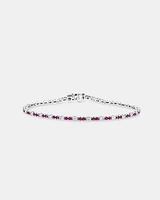 Ruby & Diamond Dot Dash Tennis Bracelet with 0.62 Carat TW in 10kt White Gold