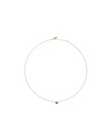 Oval Cut Green Emerald Gemstone and 0.05 Carat TW Diamond Halo Necklace in 10kt Yellow Gold