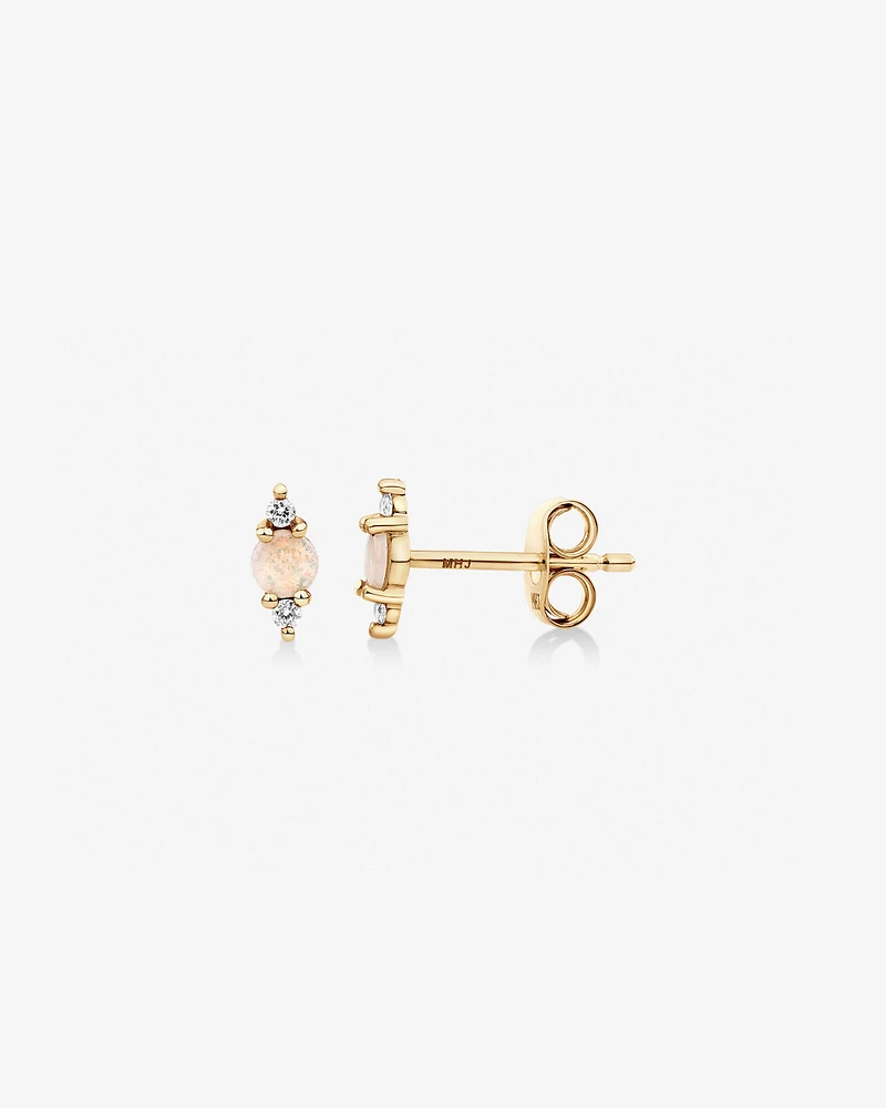 Stud Earrings with Opal & Diamonds in 10kt Yellow Gold