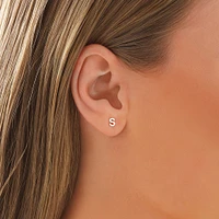 E Initial Single Stud Earring in Sterling Silver