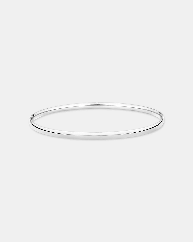 3.5mm Wide Solid Round Bangle in 10kt White Gold