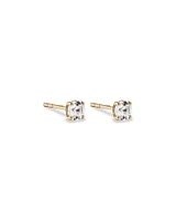 Round Created White Sapphire Birthstone Stud Earrings in 10kt Yellow Gold