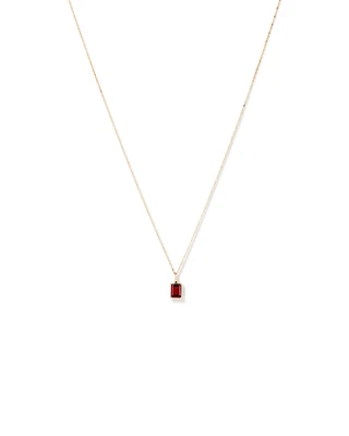 Emerald Cut Red Garnet Gemstone Pendant Necklace in 10kt Yellow Gold