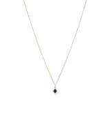 Pear Cut Created Sapphire and Diamond Halo Pendant Necklace in 10kt Yellow Gold